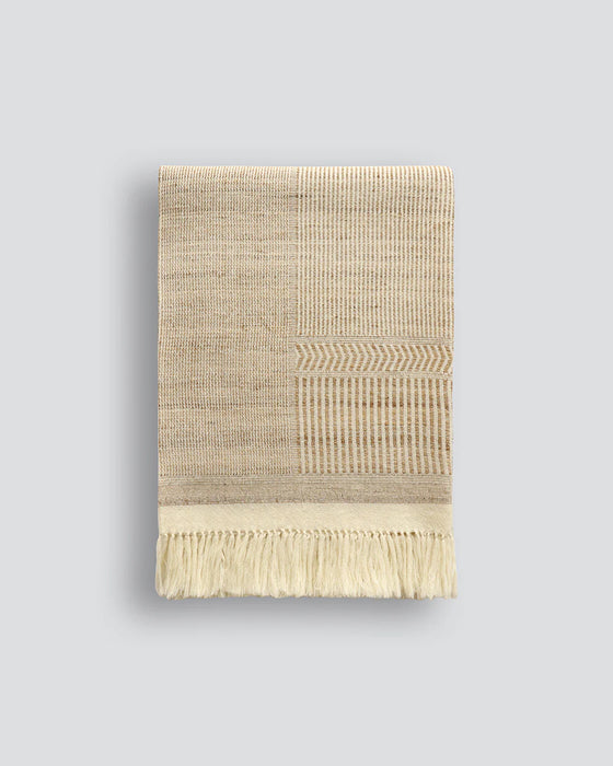 Navajo (Wool/Silk) Throw - Straw/Off White 130x170cm