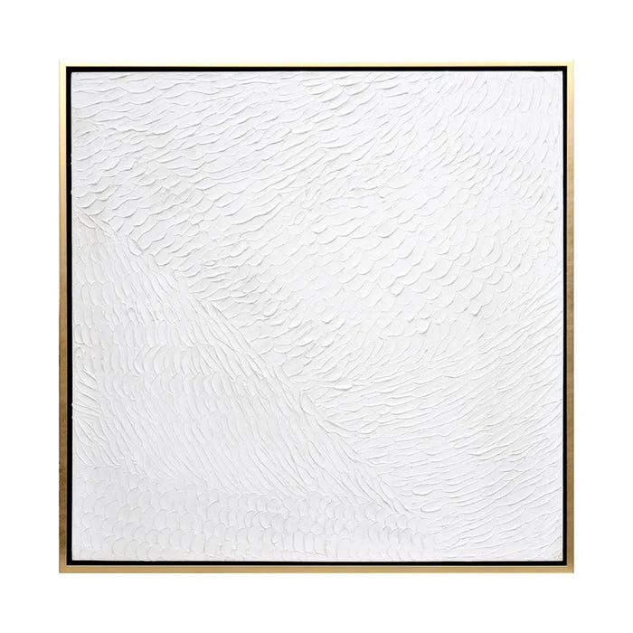 White Textured Art with Gold Frame