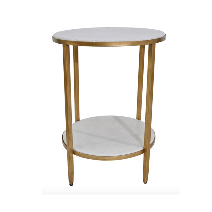 PRE-ORDER Gold Marble Two Tier Side Table