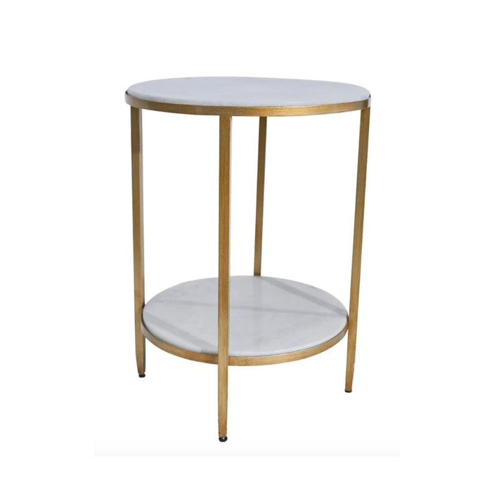PRE-ORDER Gold Marble Two Tier Side Table