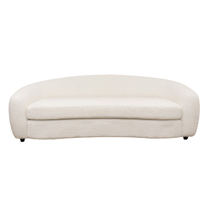 Curved Back White Boucle 3 Seater Sofa