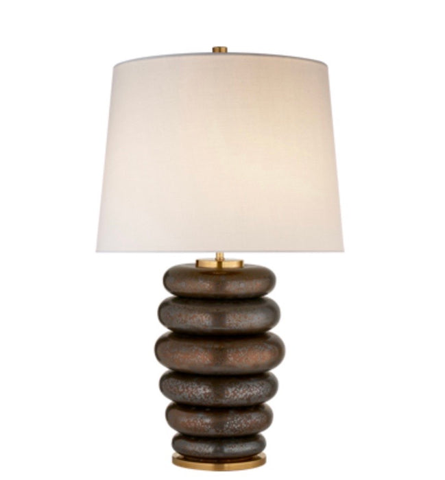 Stacked Table Lamp with Linen Shade