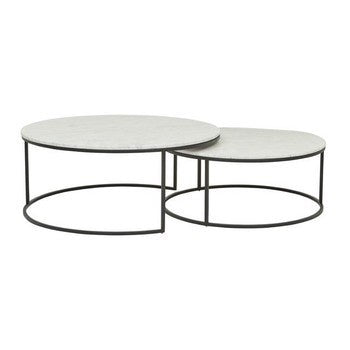 Marble & Metal Nest Coffee Tables 95dx40h&80dx40h